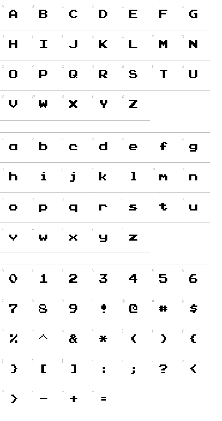 Character Map Press Start K Font