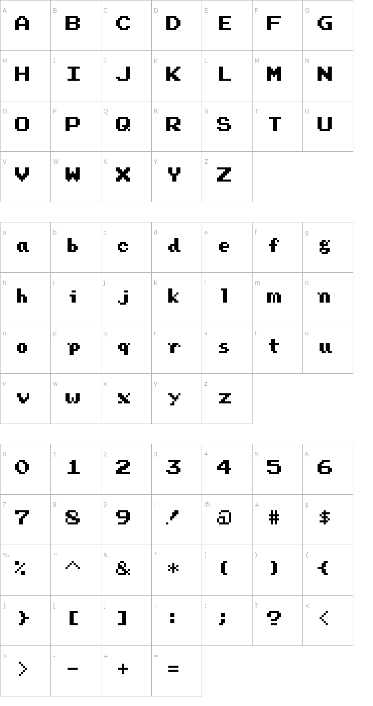 Character Map Press Start Regular Font