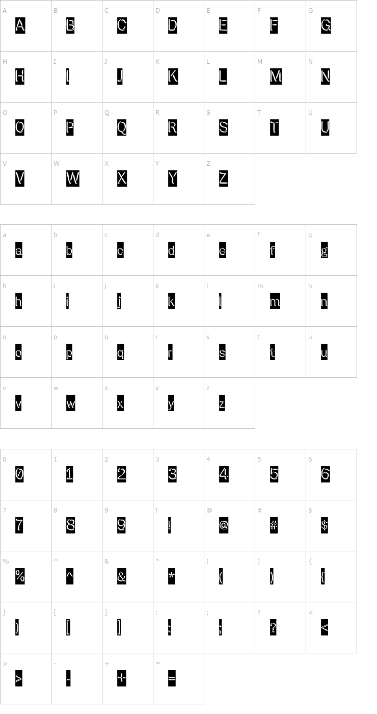 Character Map Presstape Lite Font