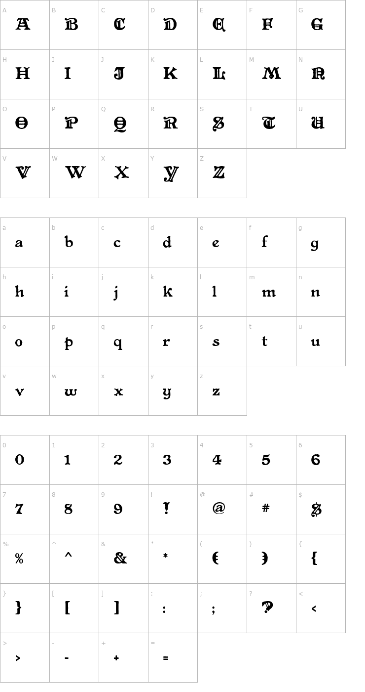 Character Map Primitive Font