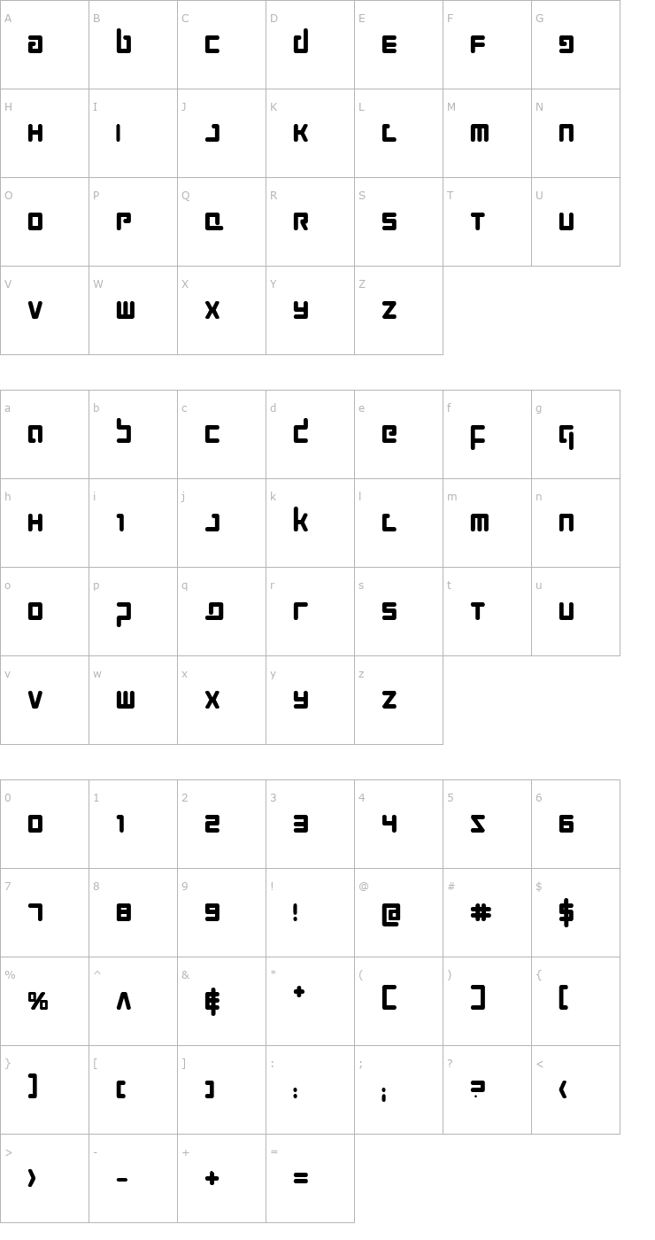 Character Map Prokofiev Bold Font