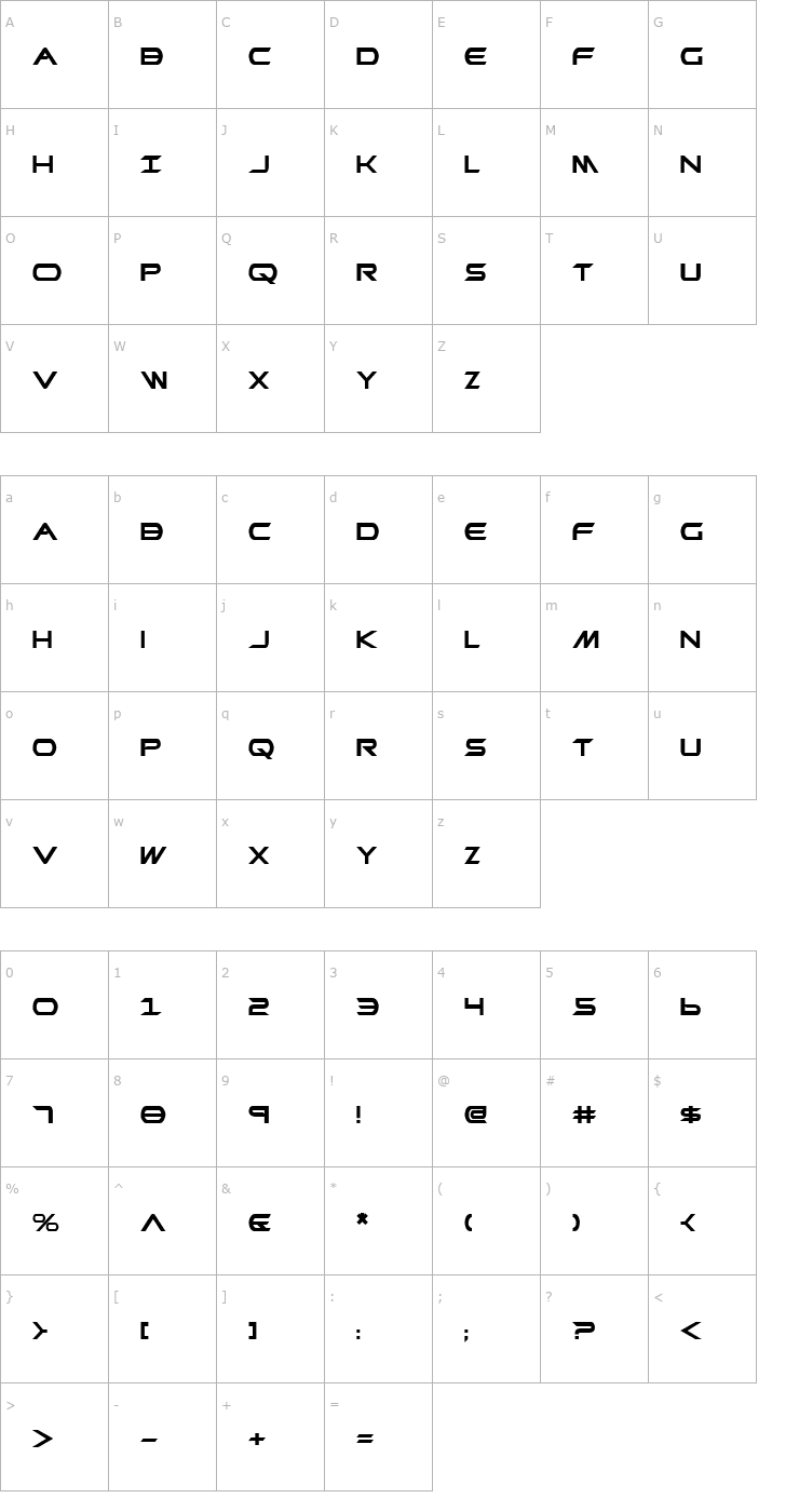 Character Map Promethean Bold Font