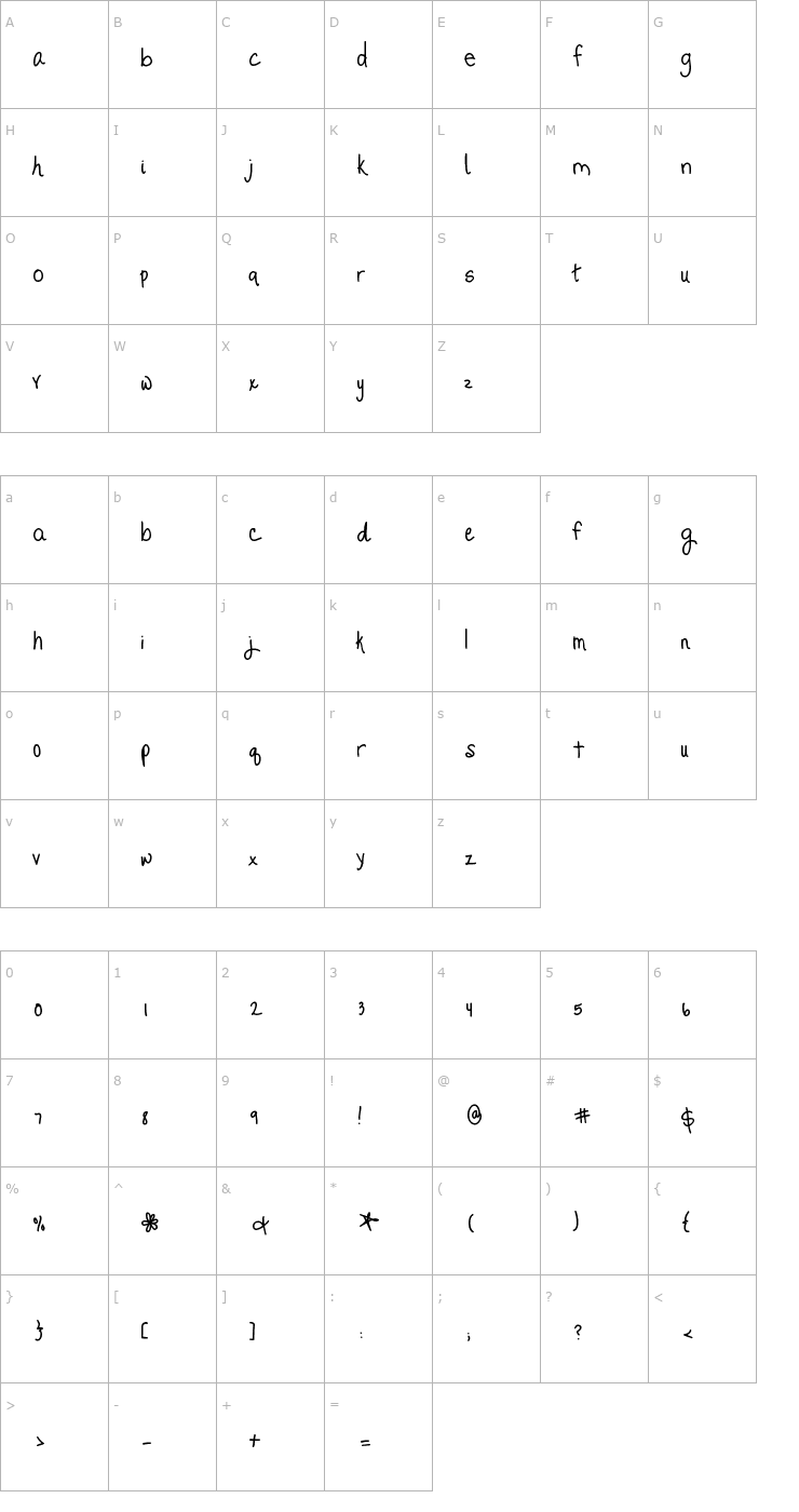 Character Map Promised Freedom Font