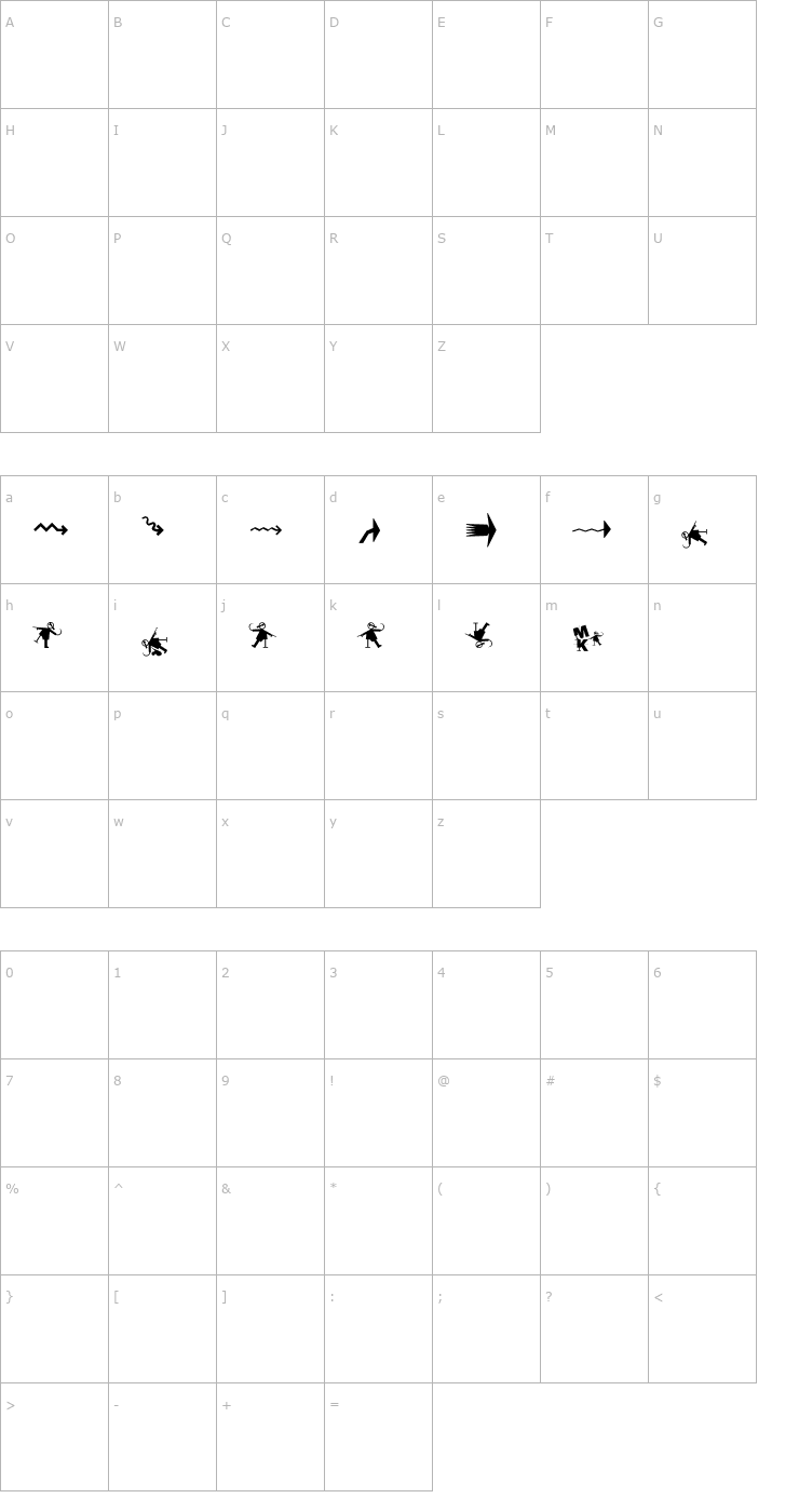 Character Map Prothesis-Caripix Font