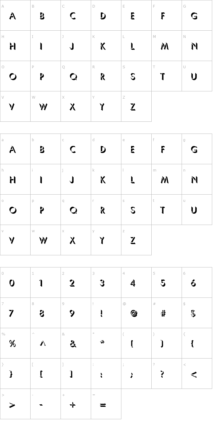 Character Map PT High-rise Font