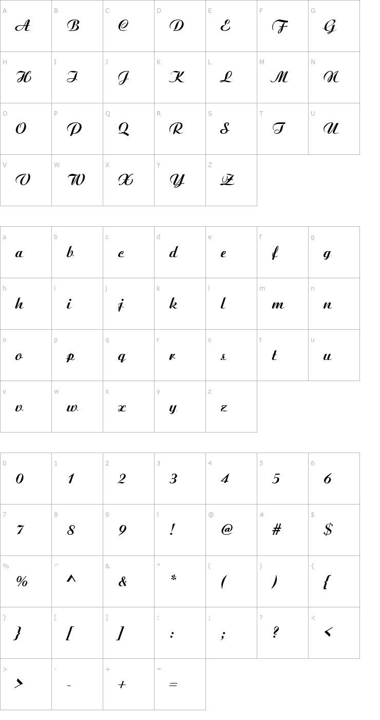 Character Map PT Valentine Font