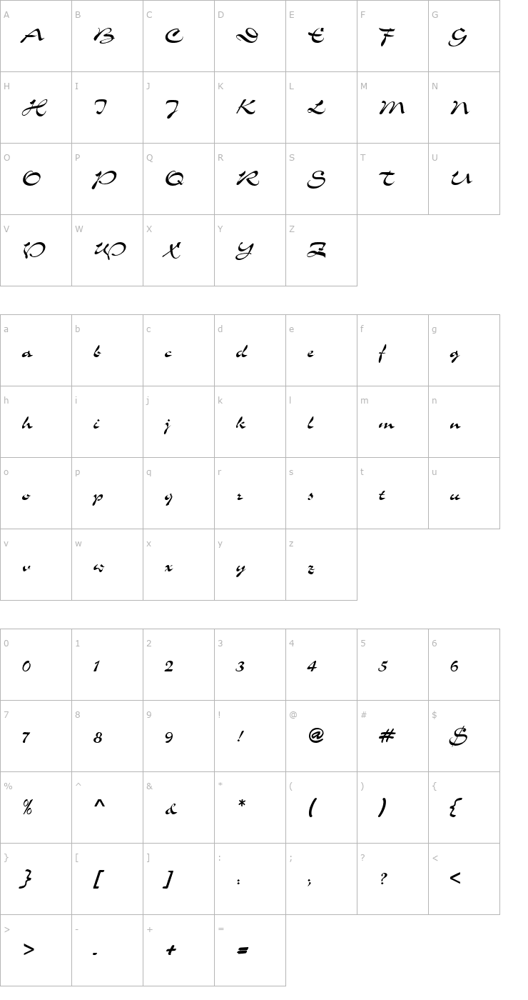 Character Map PT Whimsy Font