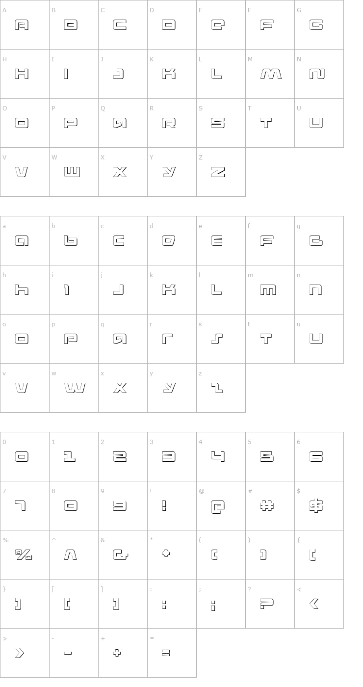 Character Map Pulse Rifle 3D Font