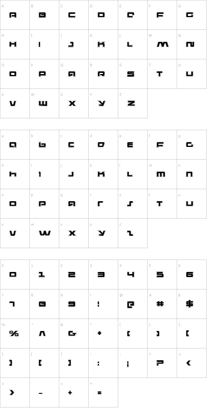 Character Map Pulse Rifle Academy Font