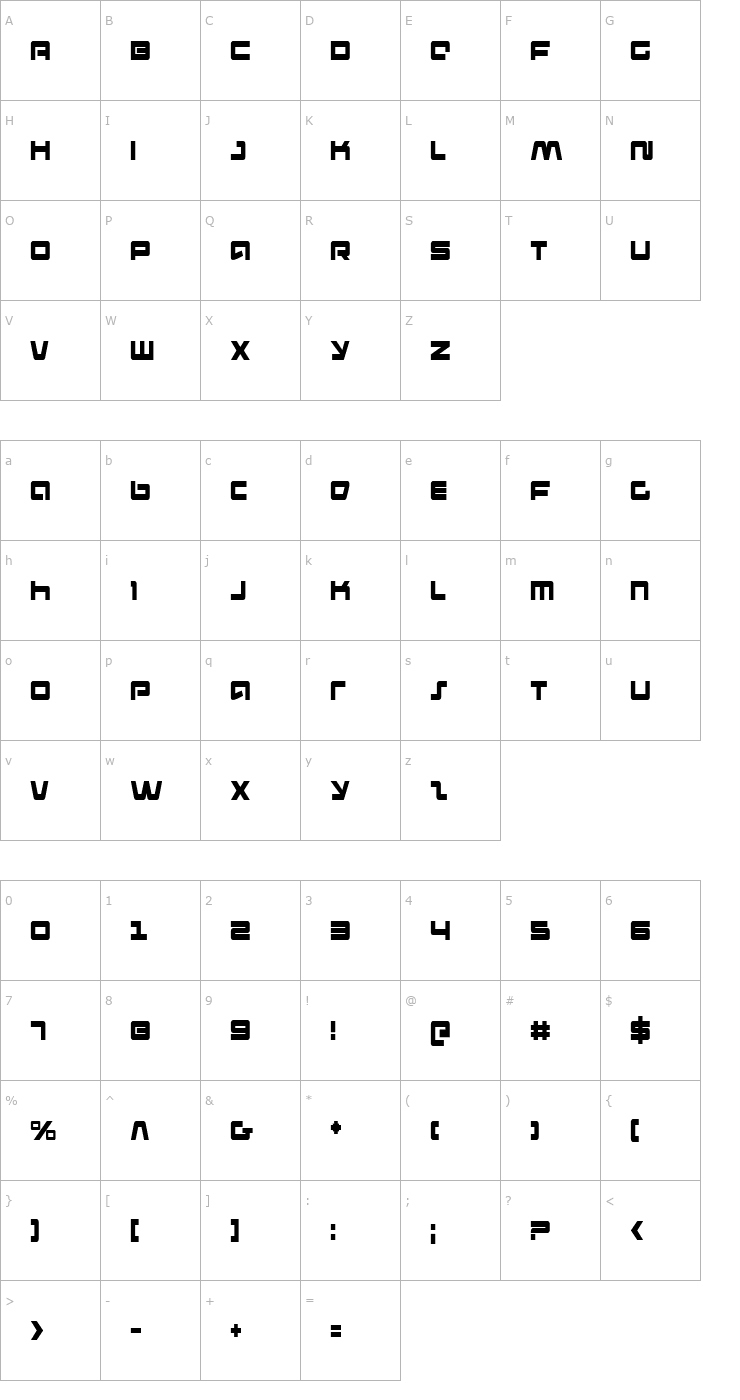 Character Map Pulse Rifle Condensed Font