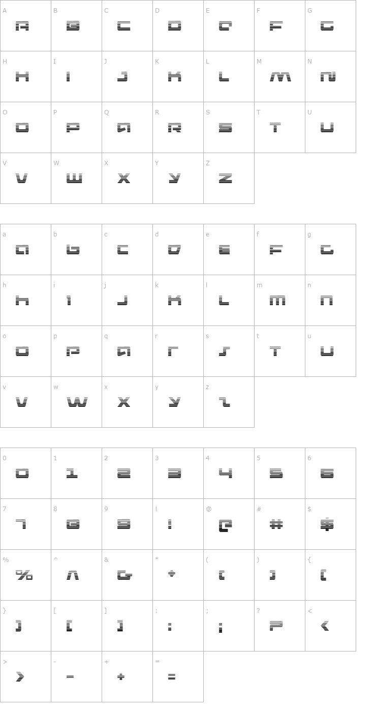 Character Map Pulse Rifle Gradient Font