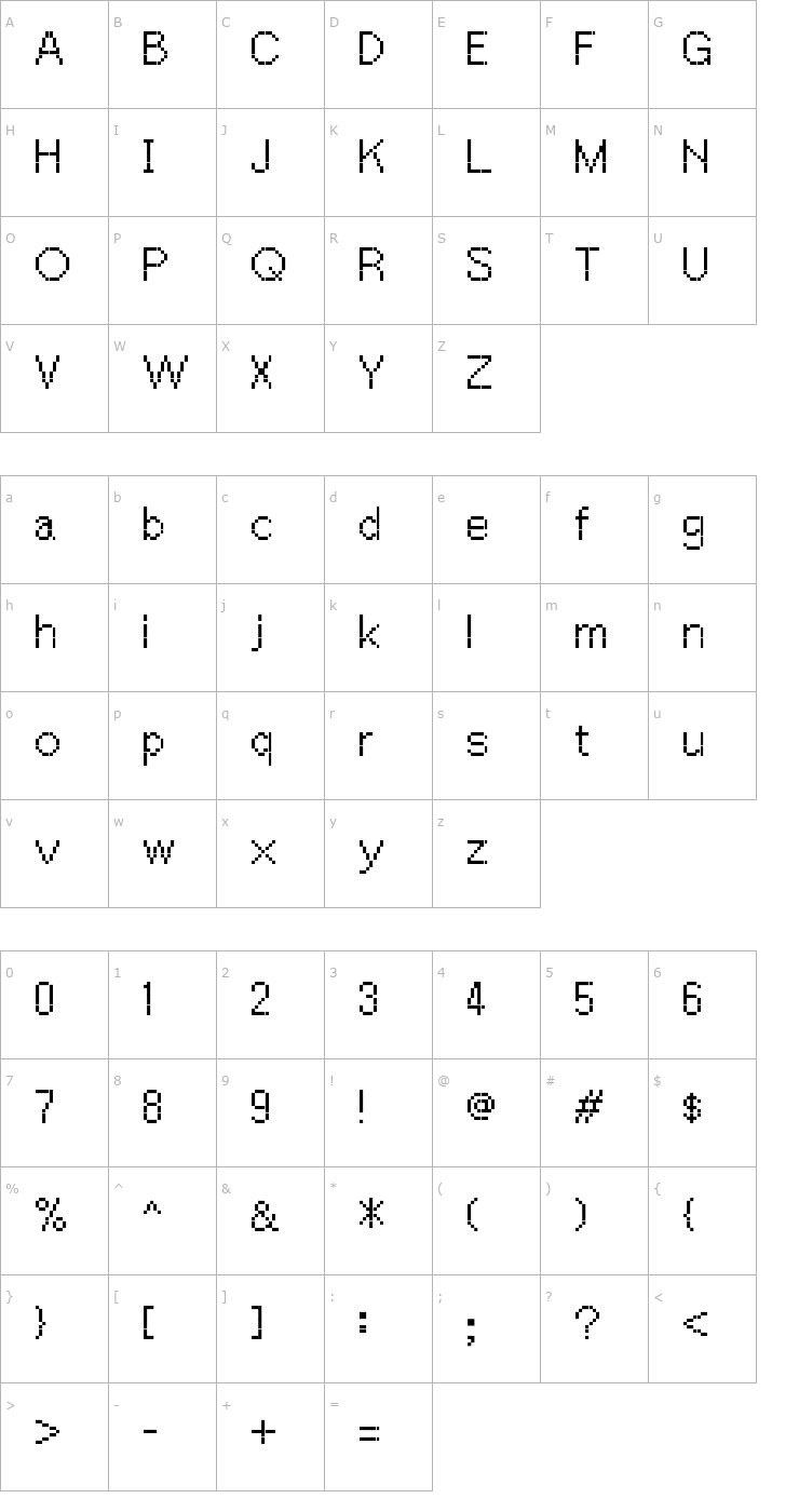 Character Map PW Extended Font