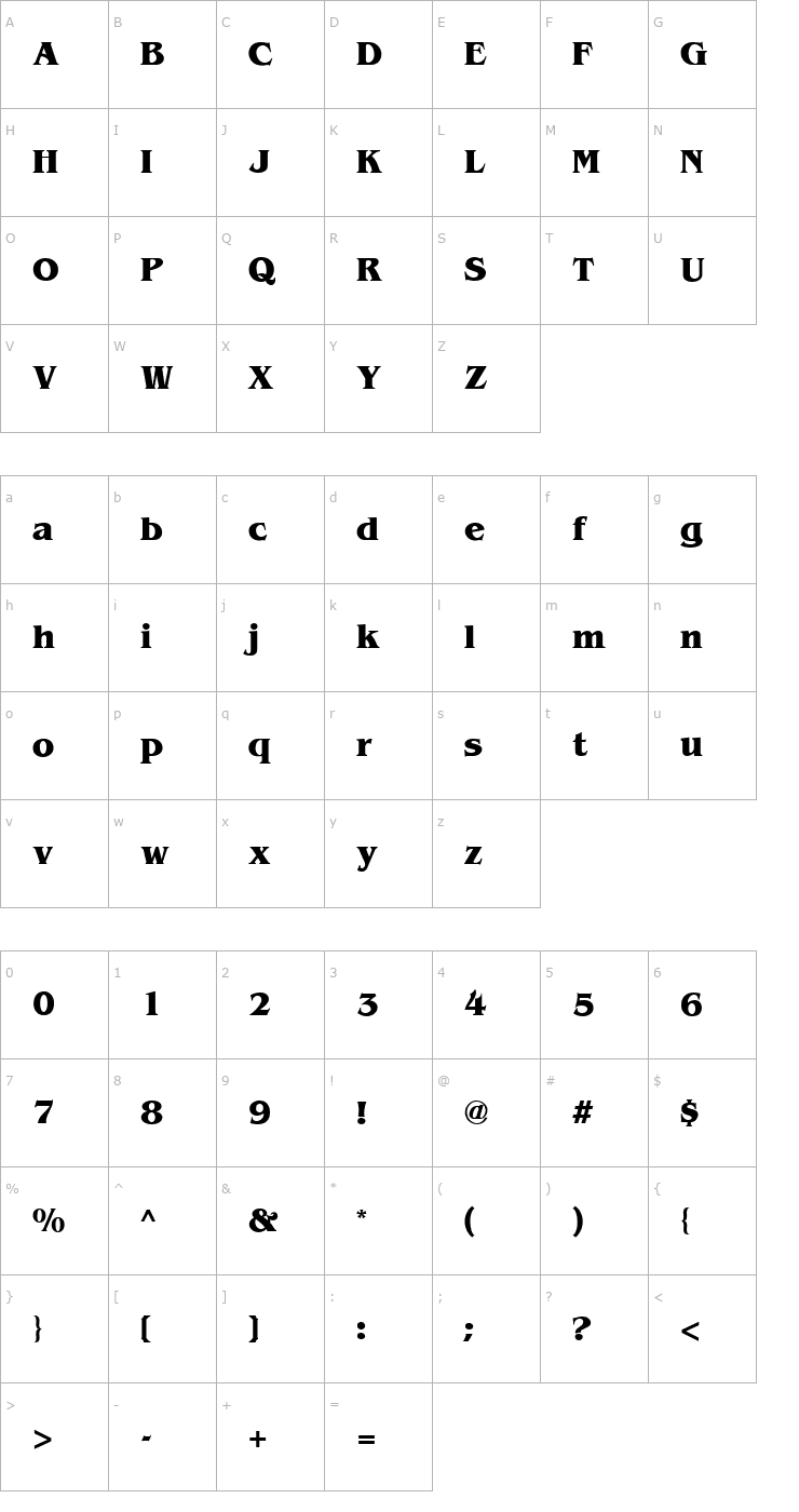 Character Map QTBengal Bold Font