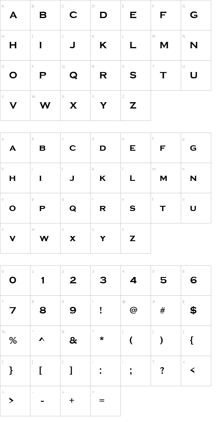 Character Map QTGraveure Bold Font