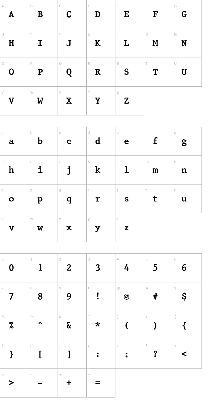 Character Map QTPristine Bold Font