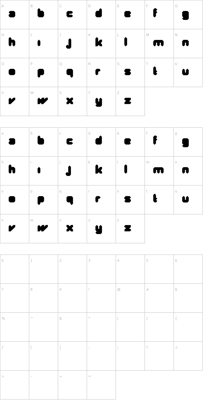 Character Map Quad Black Font