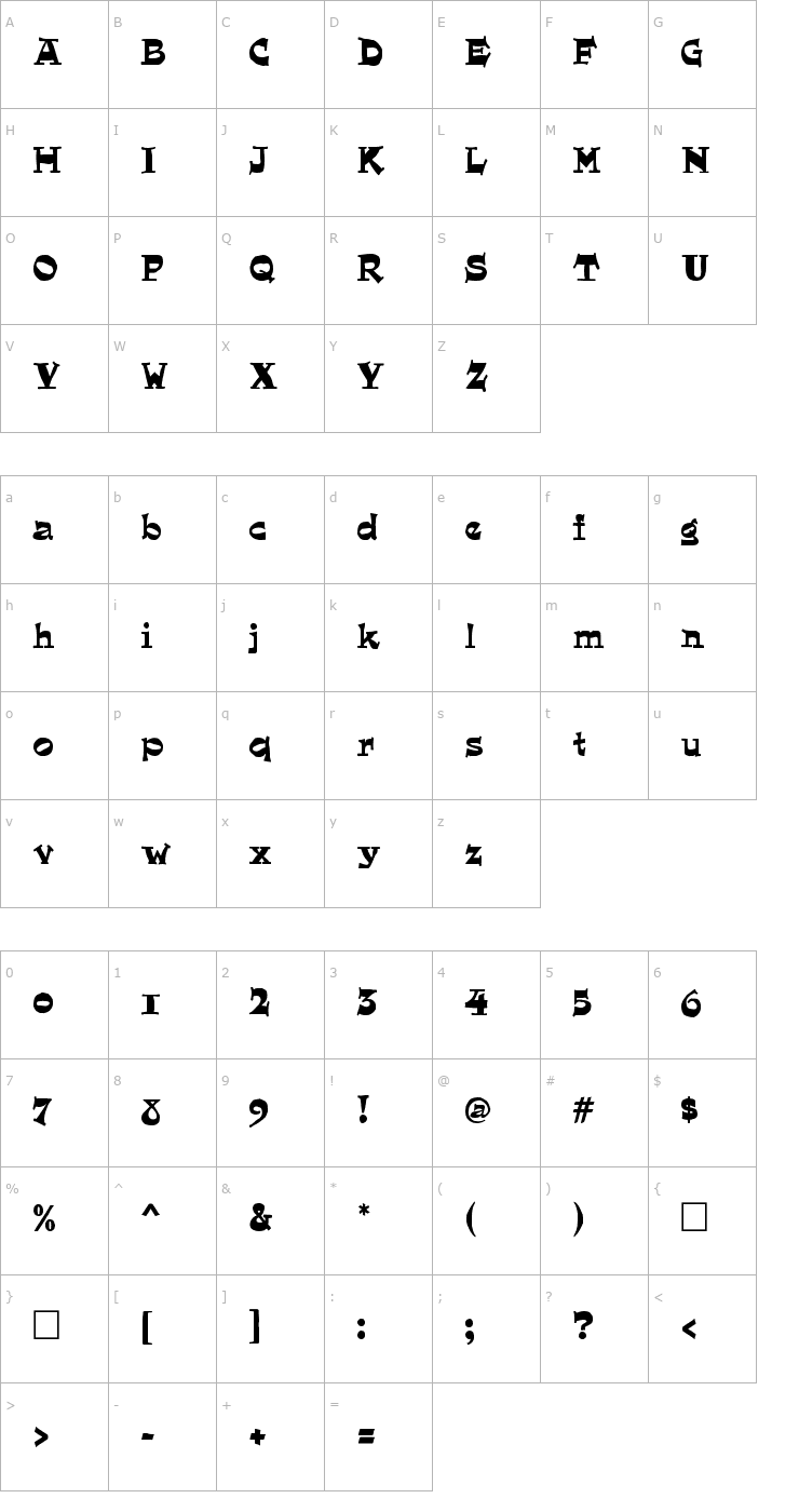 Character Map Quaint Regular Font