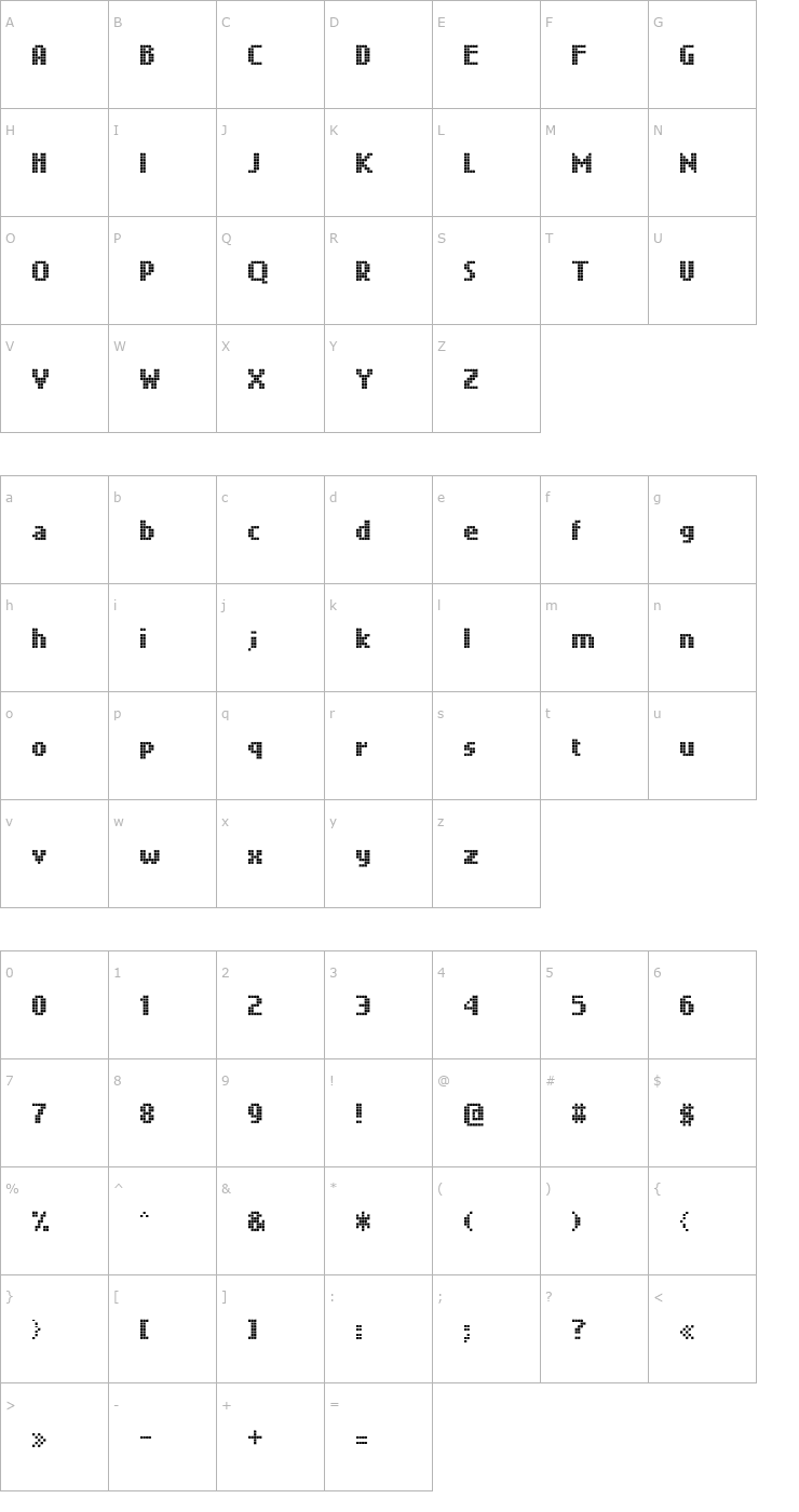 Character Map quant Font