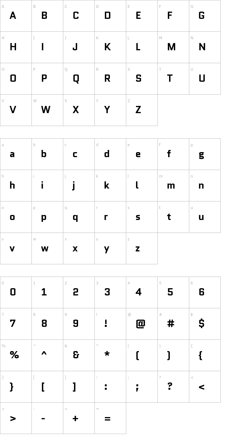 Character Map Quantico Bold Font