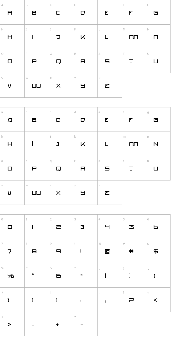 Character Map Quasitron Bold Font