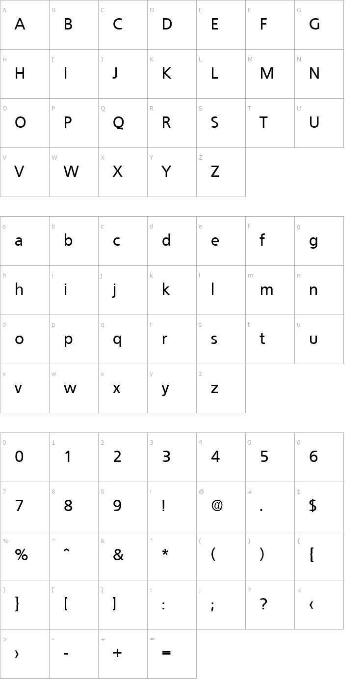 Character Map Quebec-Medium Font