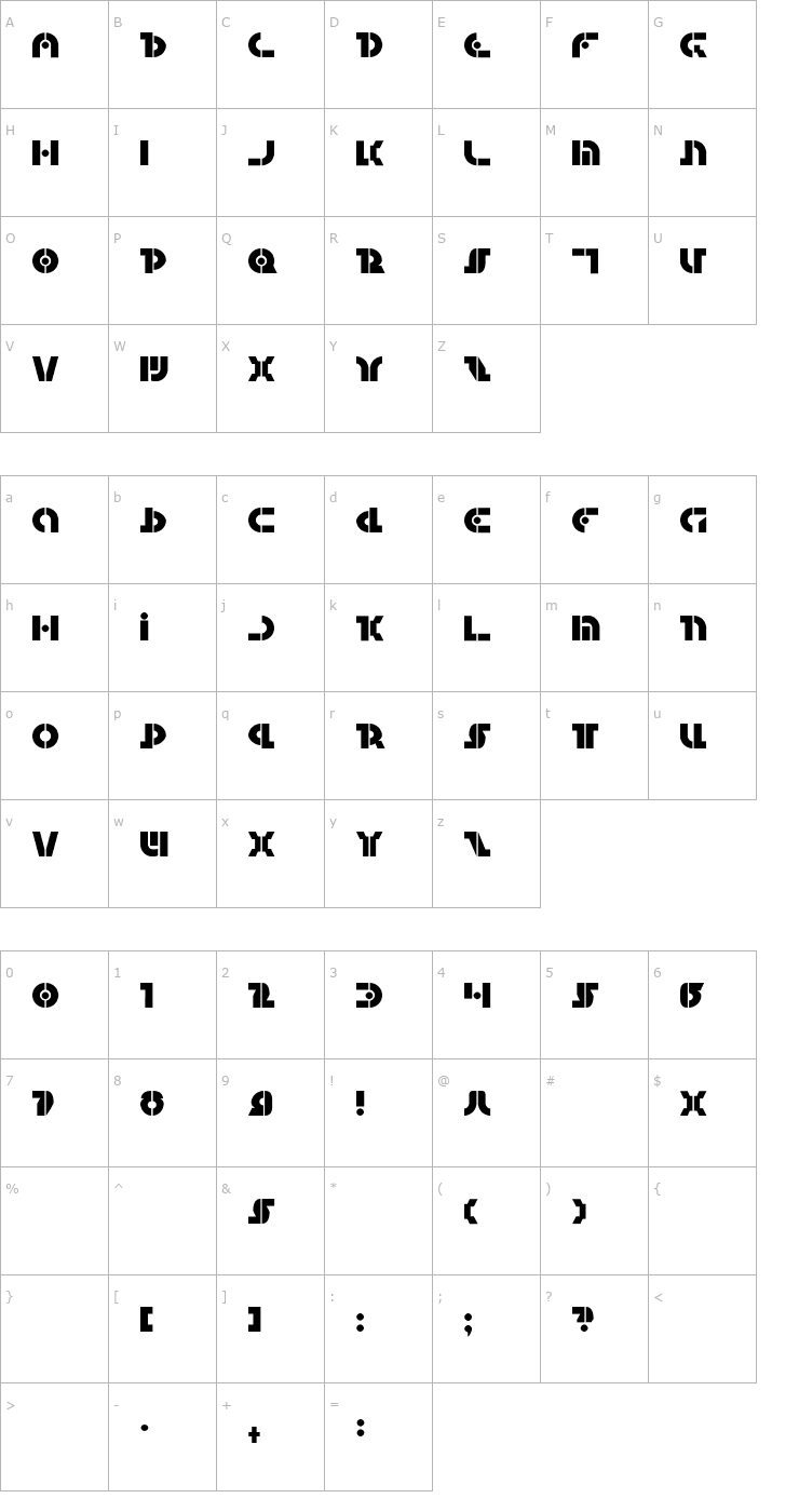 Character Map Questlok Font