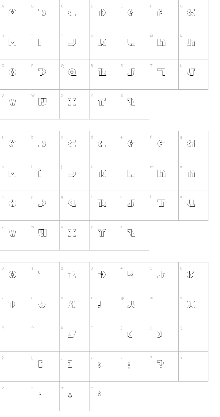 Character Map Questlok Shadow Font