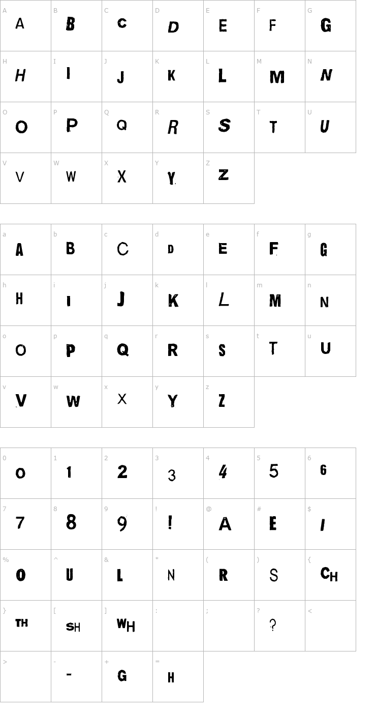 Character Map Quick End Jerk Font