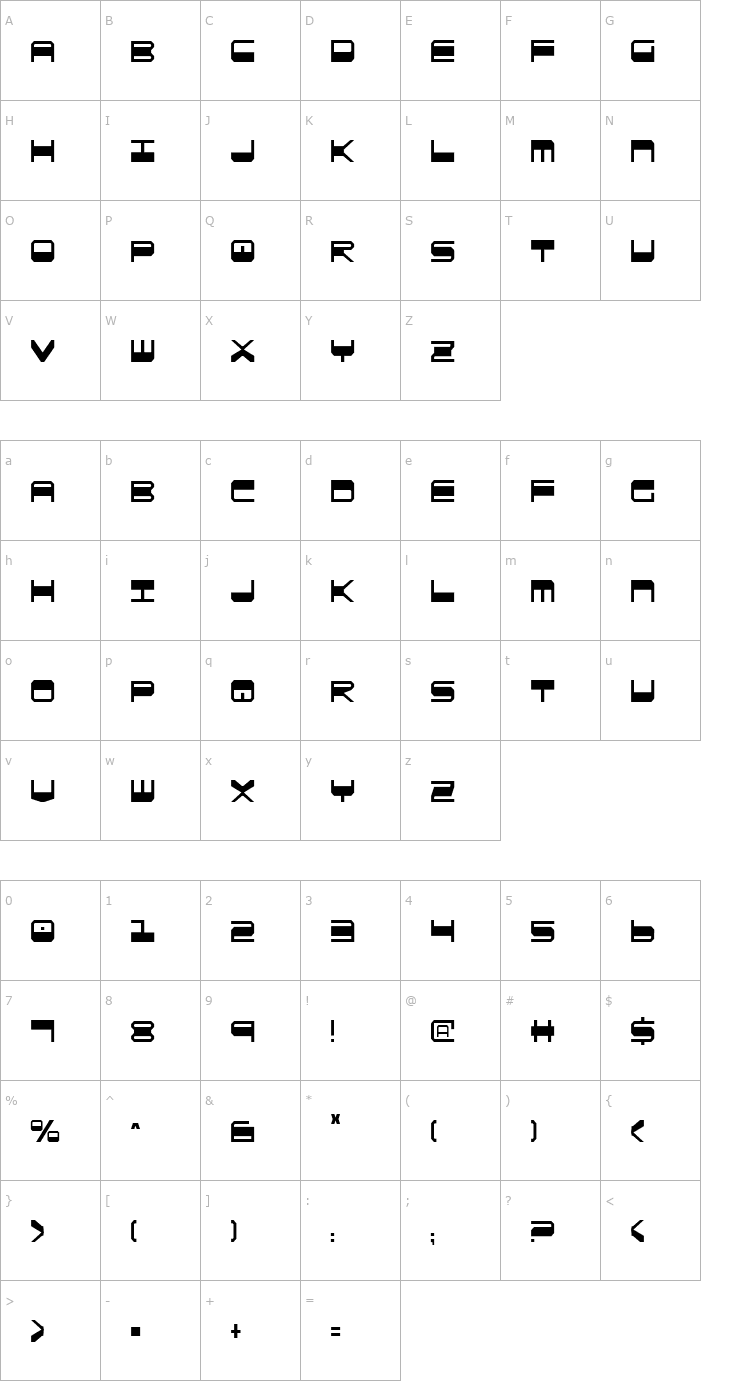 Character Map QuickGear Condensed Font