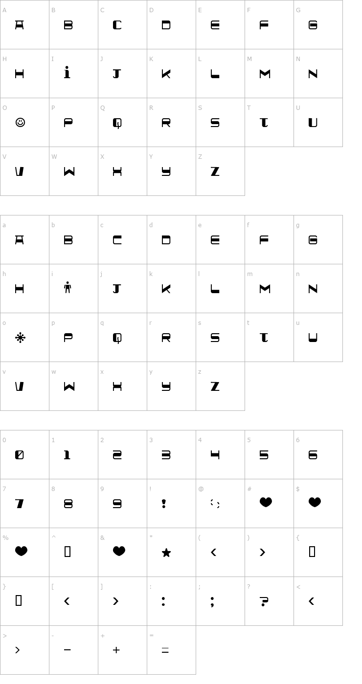 Character Map Quickometer Font