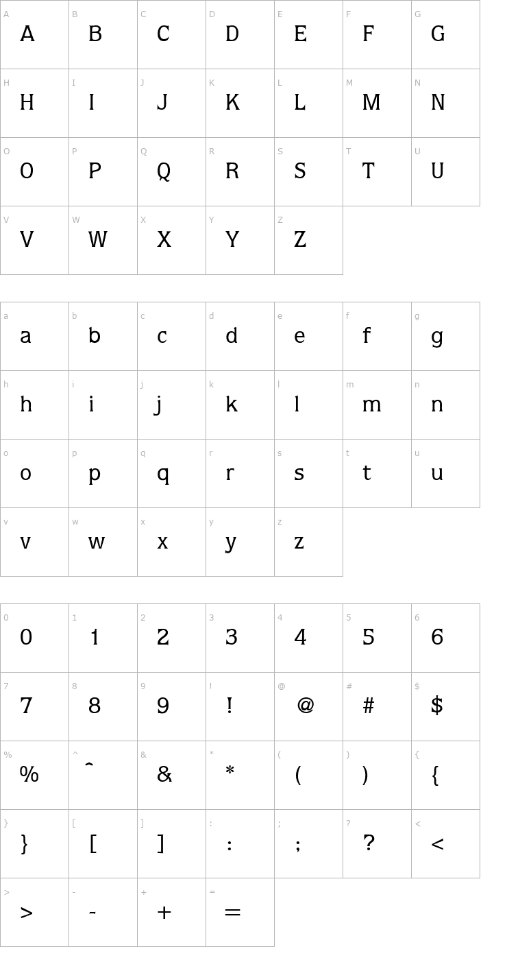 Character Map QuotaMedium-Regular Font