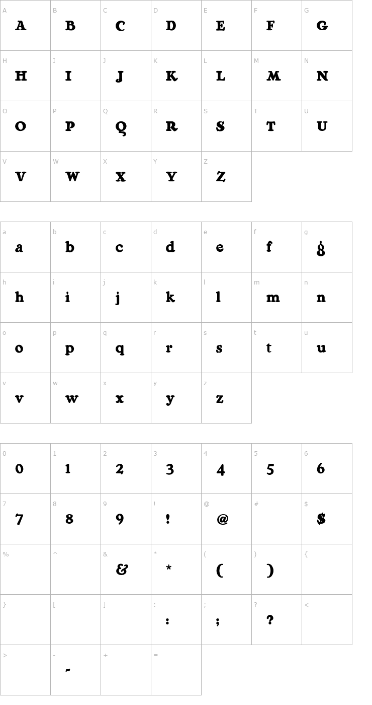 Character Map RaggMoppRegular Font