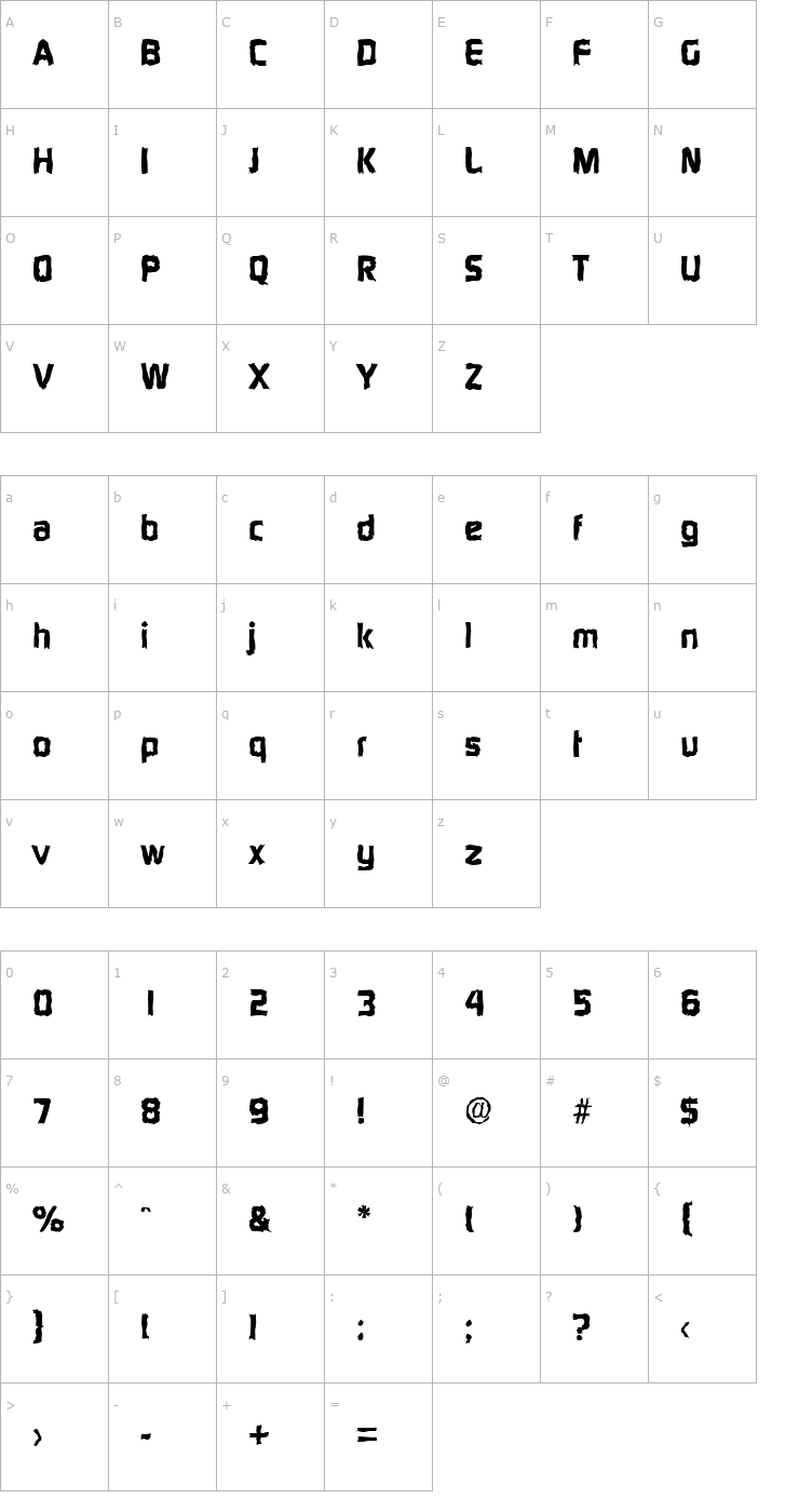 Character Map RandyBeckerRandom-ExtraBold-Regular Font