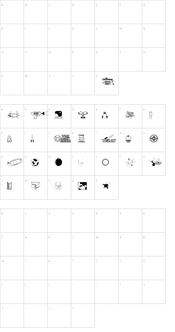 Character Map Rangers Ray Rocketeers Font