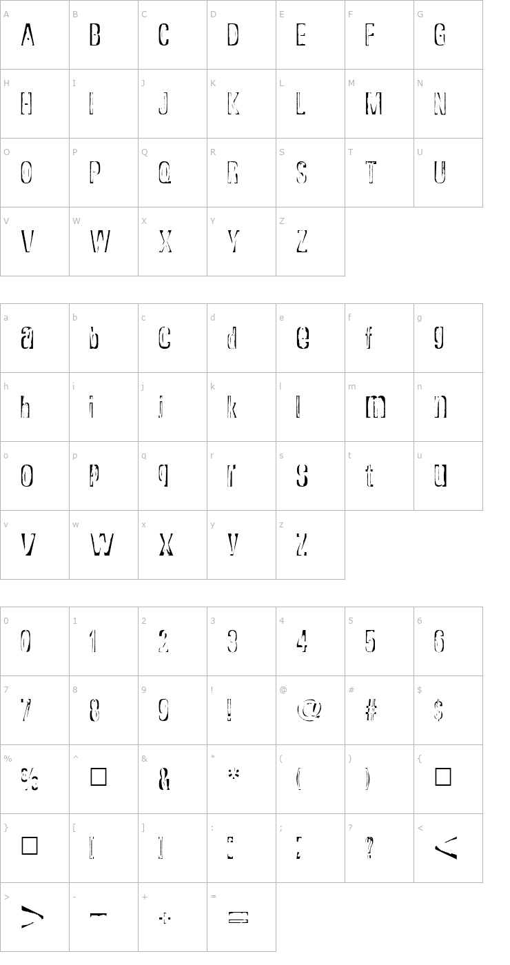 Character Map Rapture Font