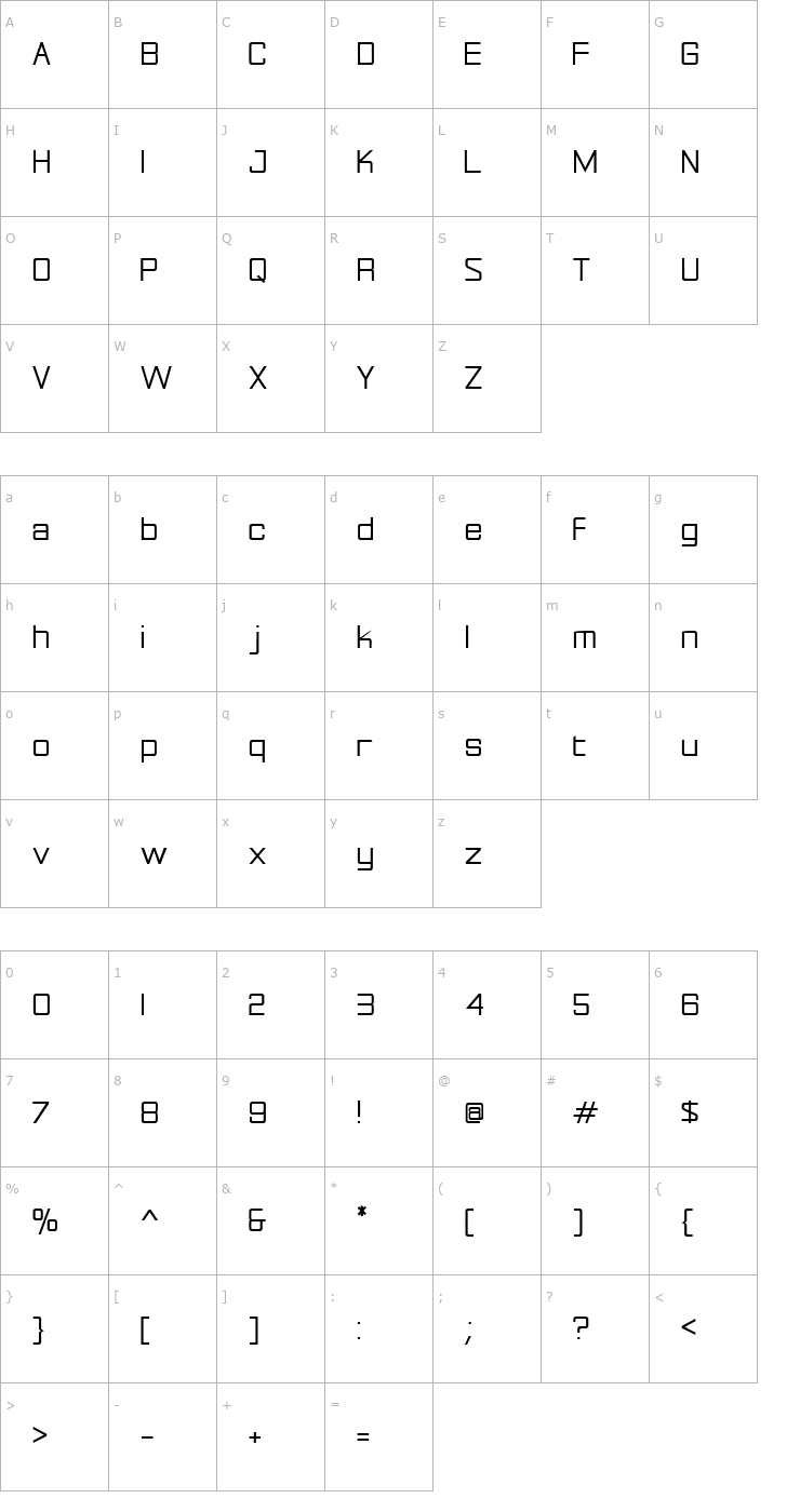 Character Map Rational Integer Font