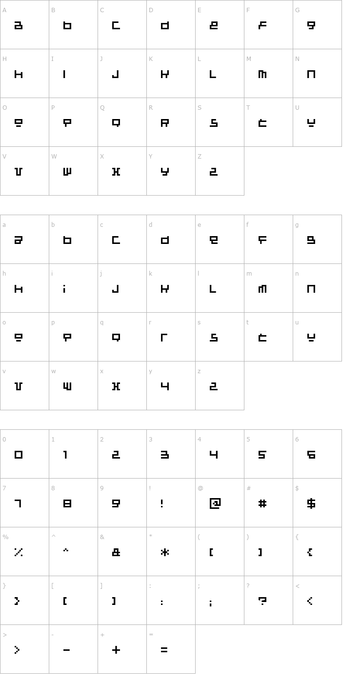 Character Map Raumsonde Font