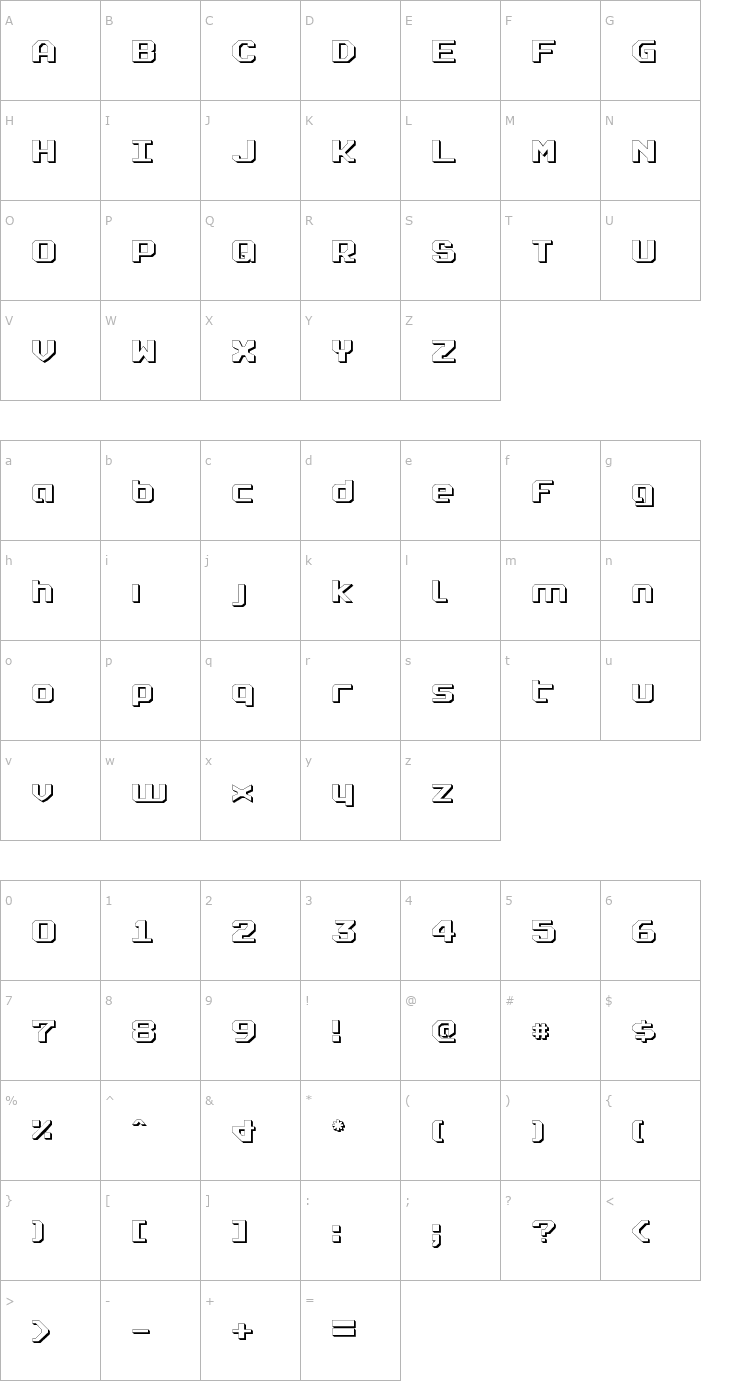 Character Map Realpolitik Shadow Font