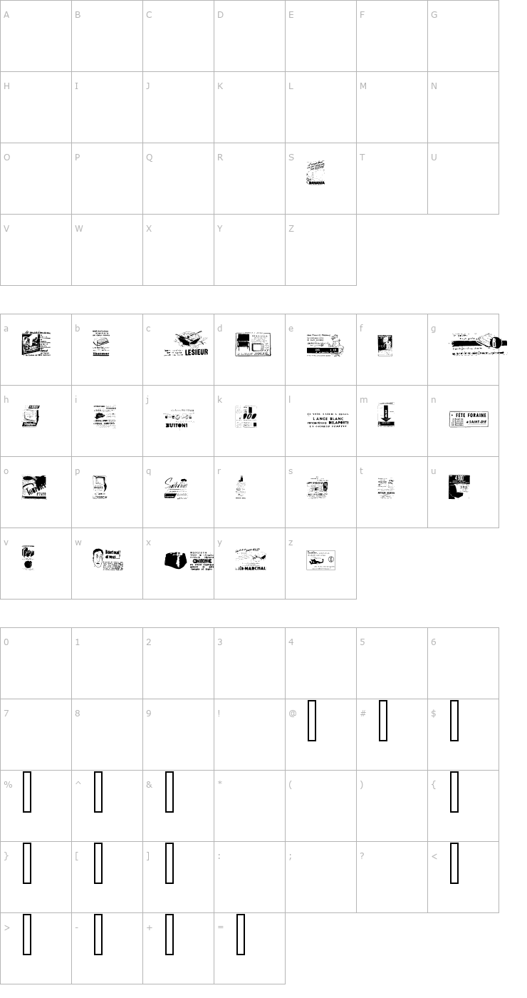 Character Map Réclame Font