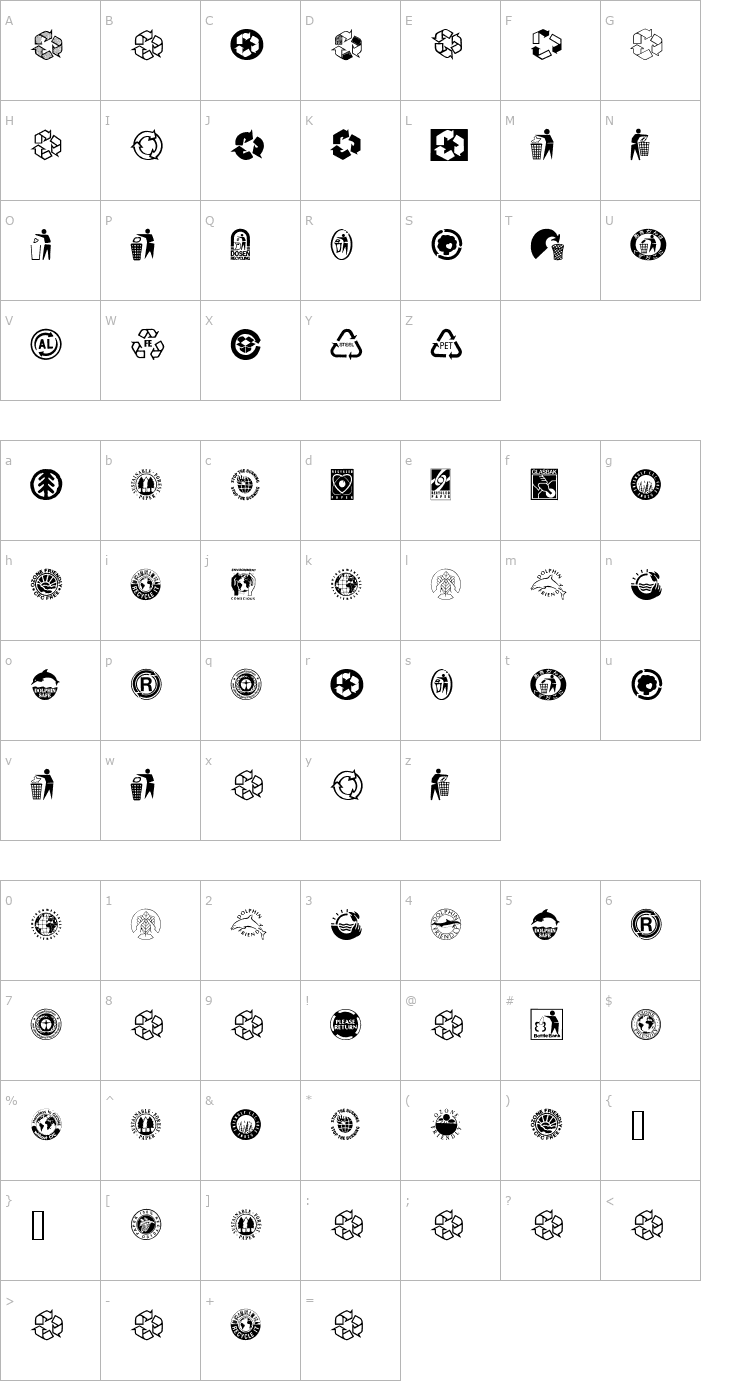 Character Map Recycle It Font