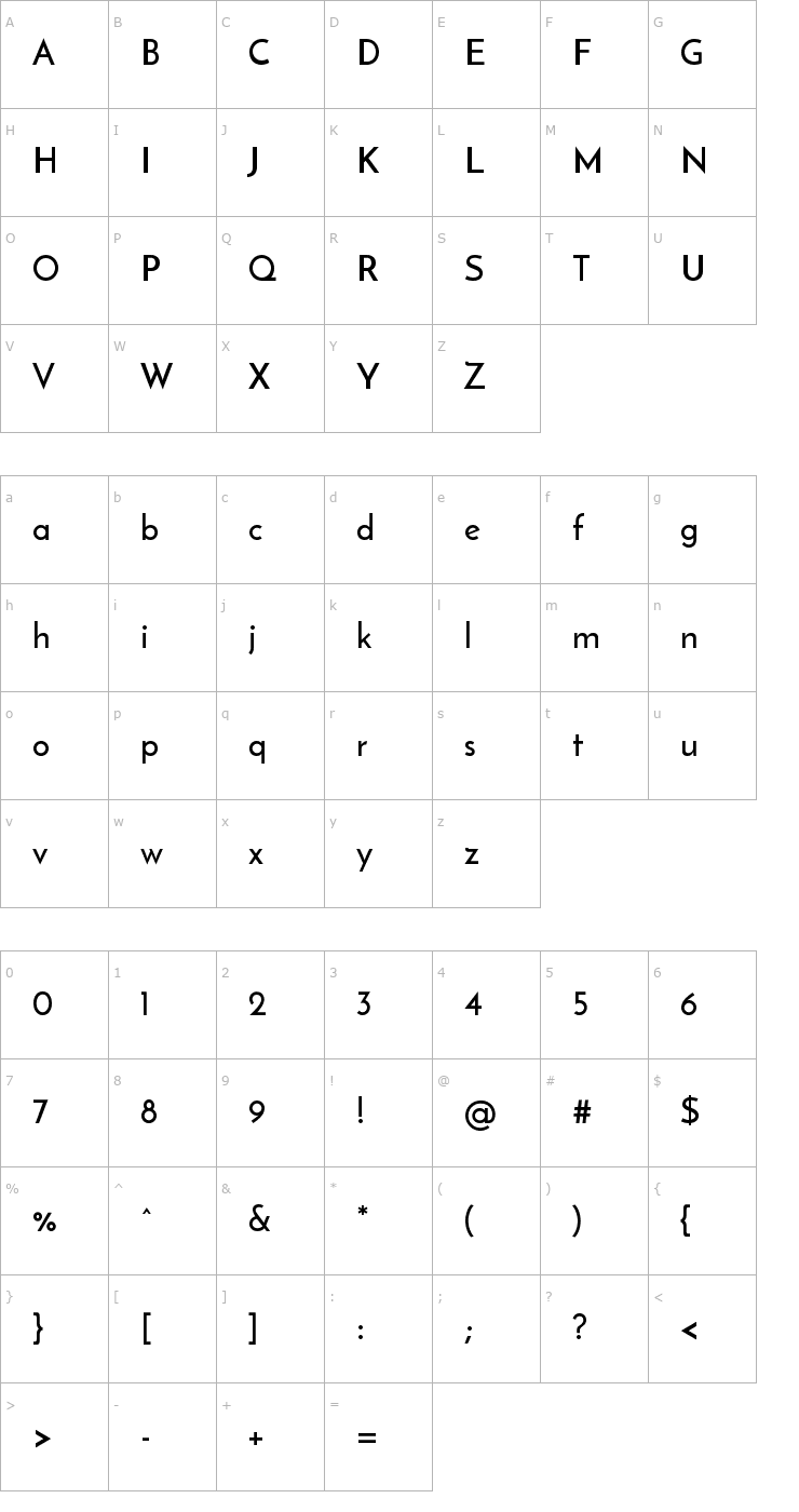 Character Map Reem Kufi Font