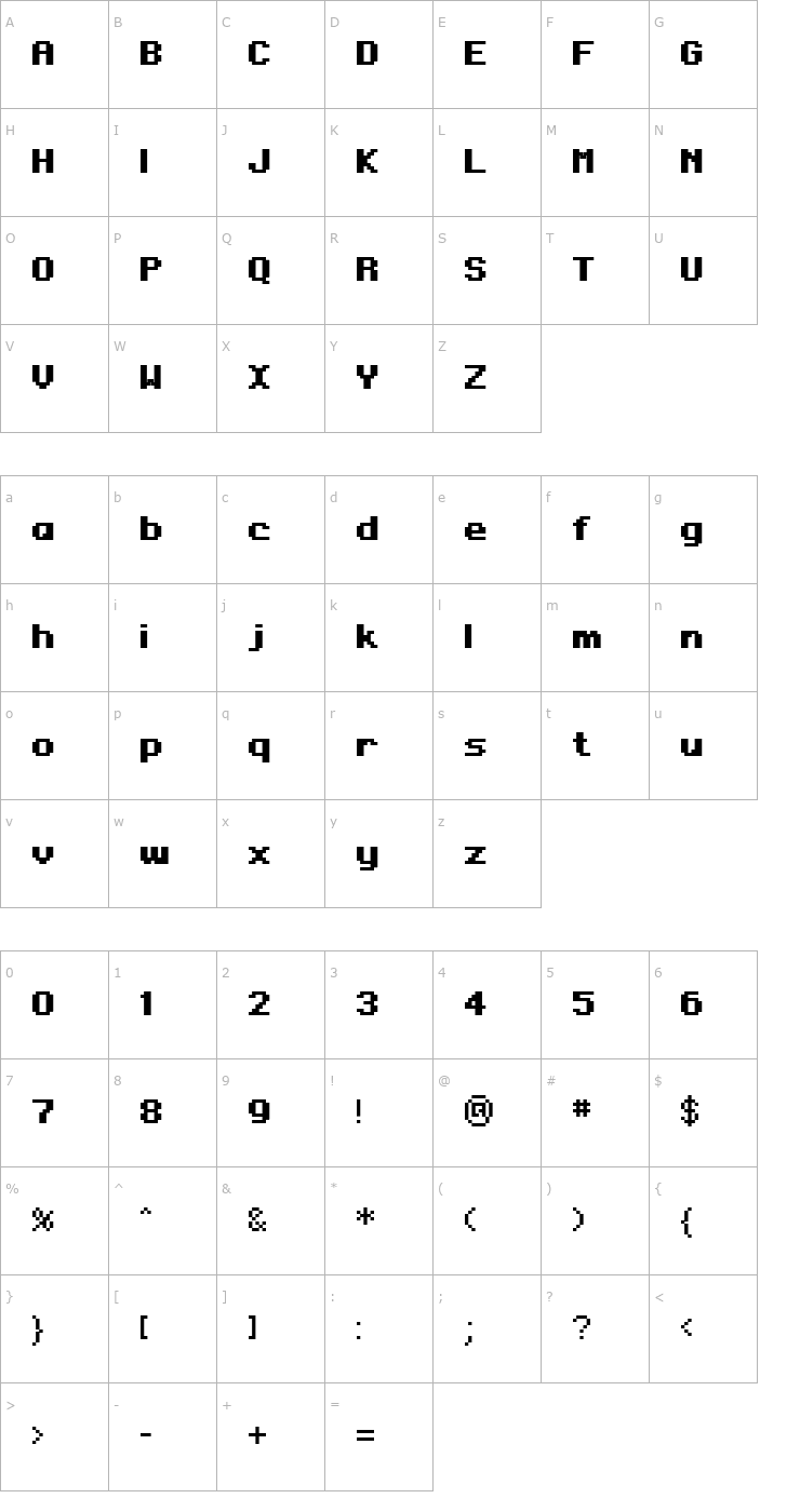 Character Map Regupix Bold Font