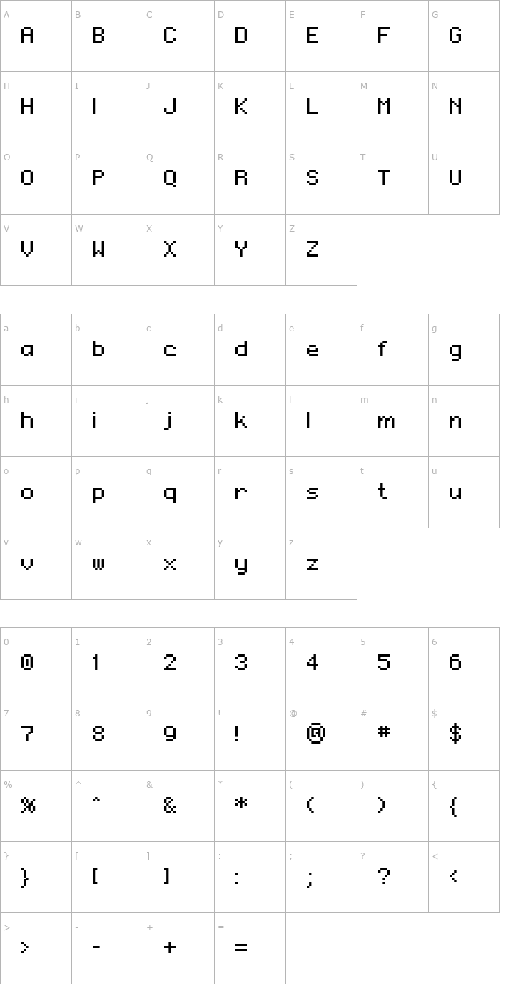 Character Map Regupix Font