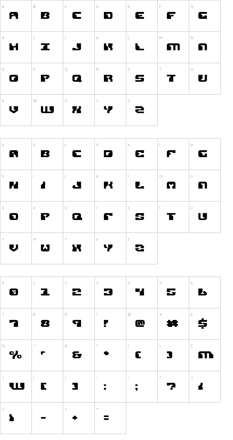 Character Map Replicant Expanded Font