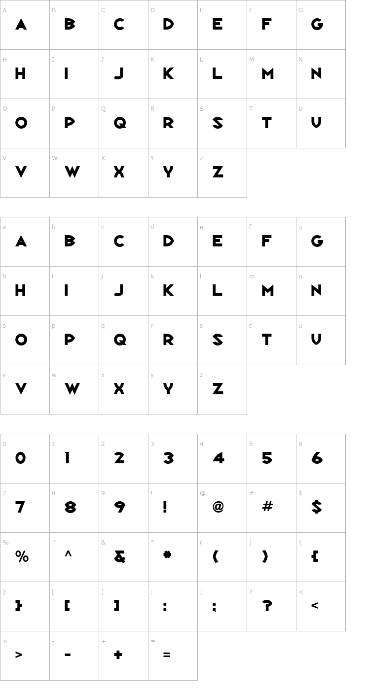 Character Map Republik Sans ICG 02 Font