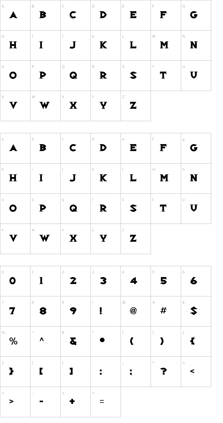 Character Map Republik Serif ICG 02 Font