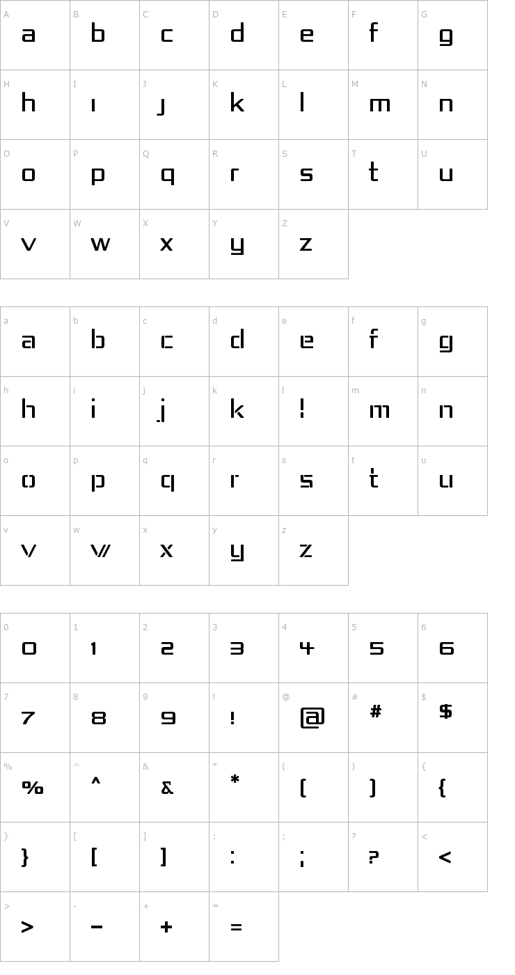 Character Map Republika IV Font