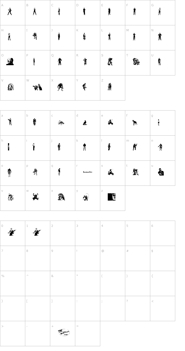 Character Map Resident Evil Characters Font