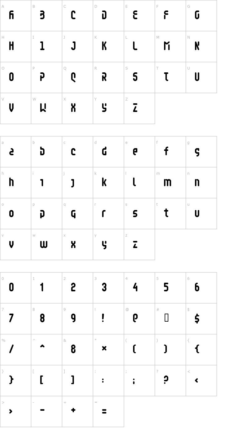 Character Map Retaliator Font