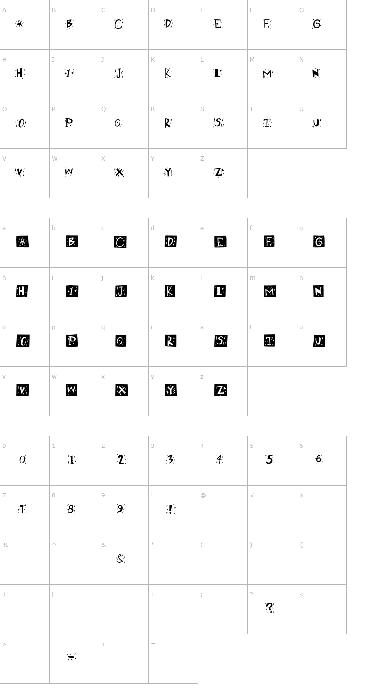 Character Map RetroCapsBW Font